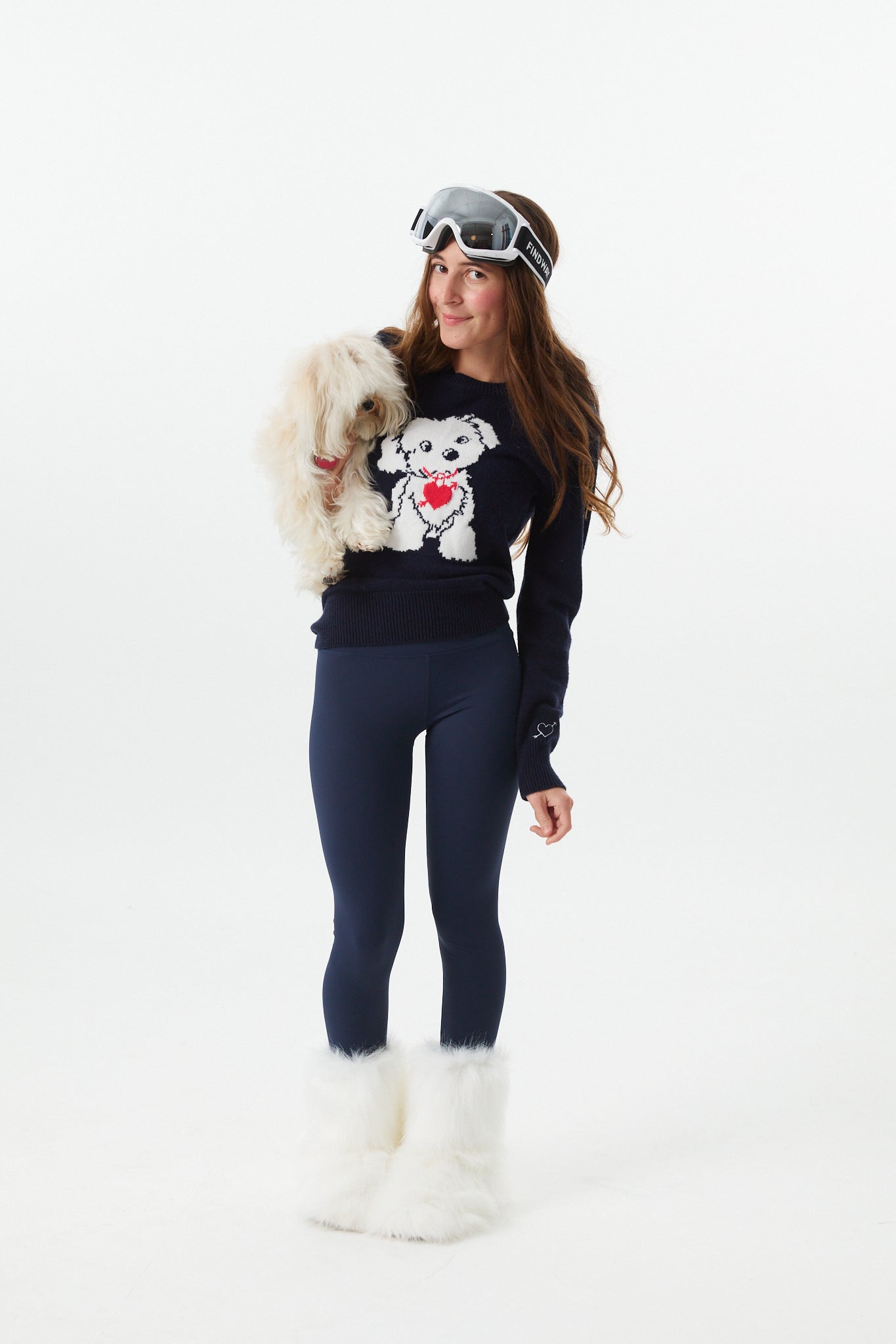 Tiegan Navy Puppy Graphic Graphic Sweater