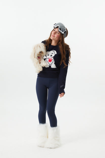 Tiegan Navy Puppy Graphic Graphic Sweater
