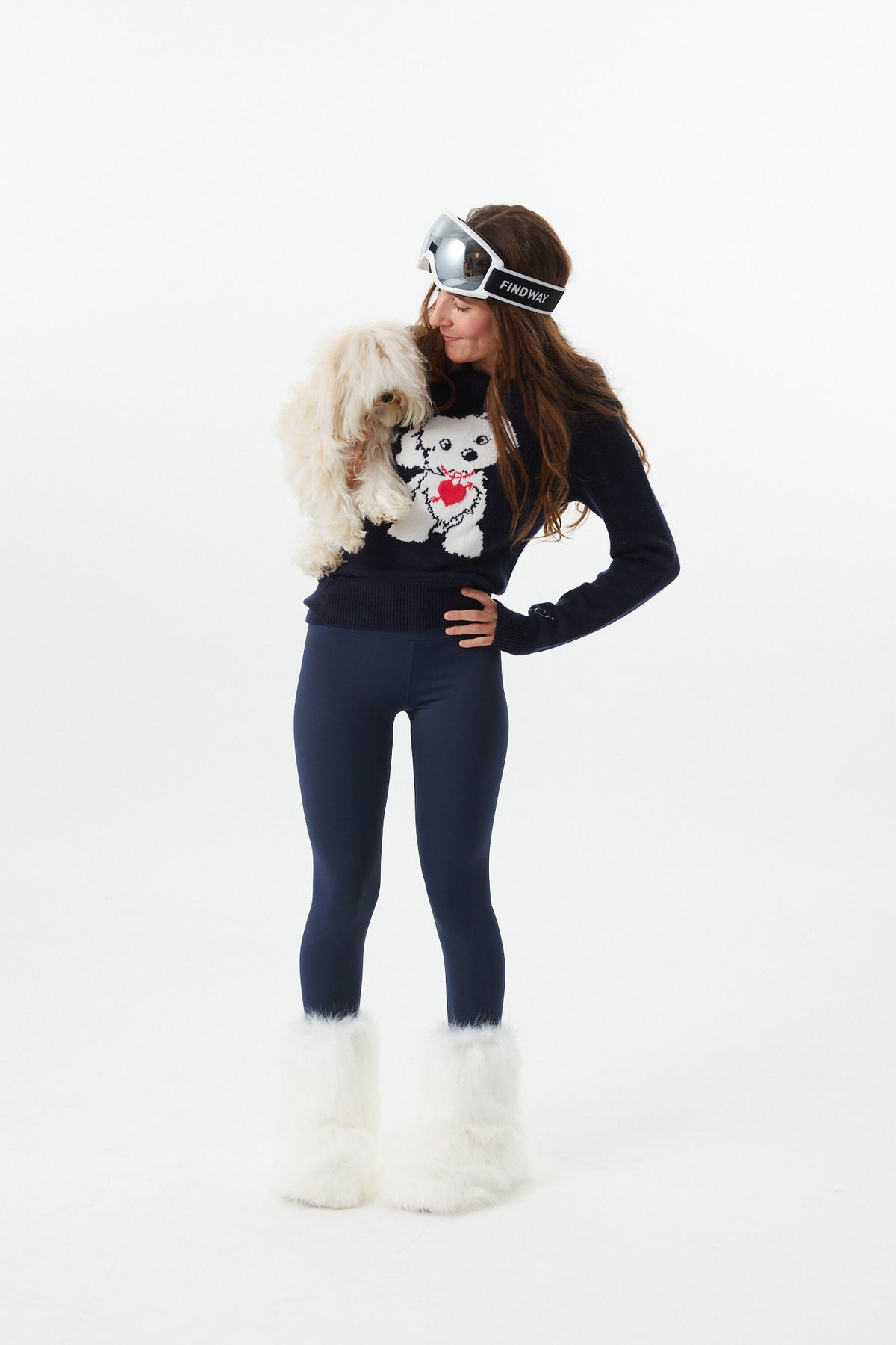 Tiegan Navy Puppy Graphic Graphic Sweater