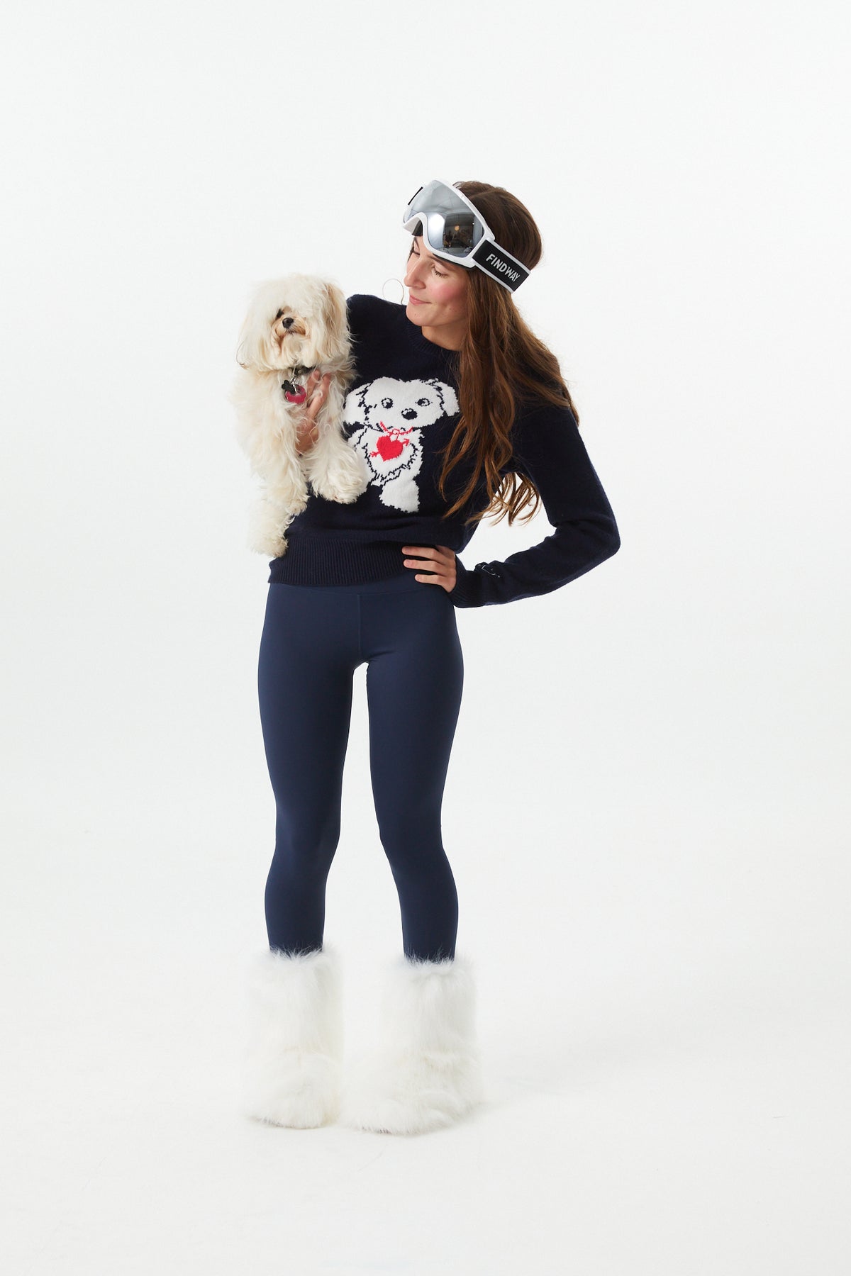 Tiegan Navy Puppy Graphic Graphic Sweater