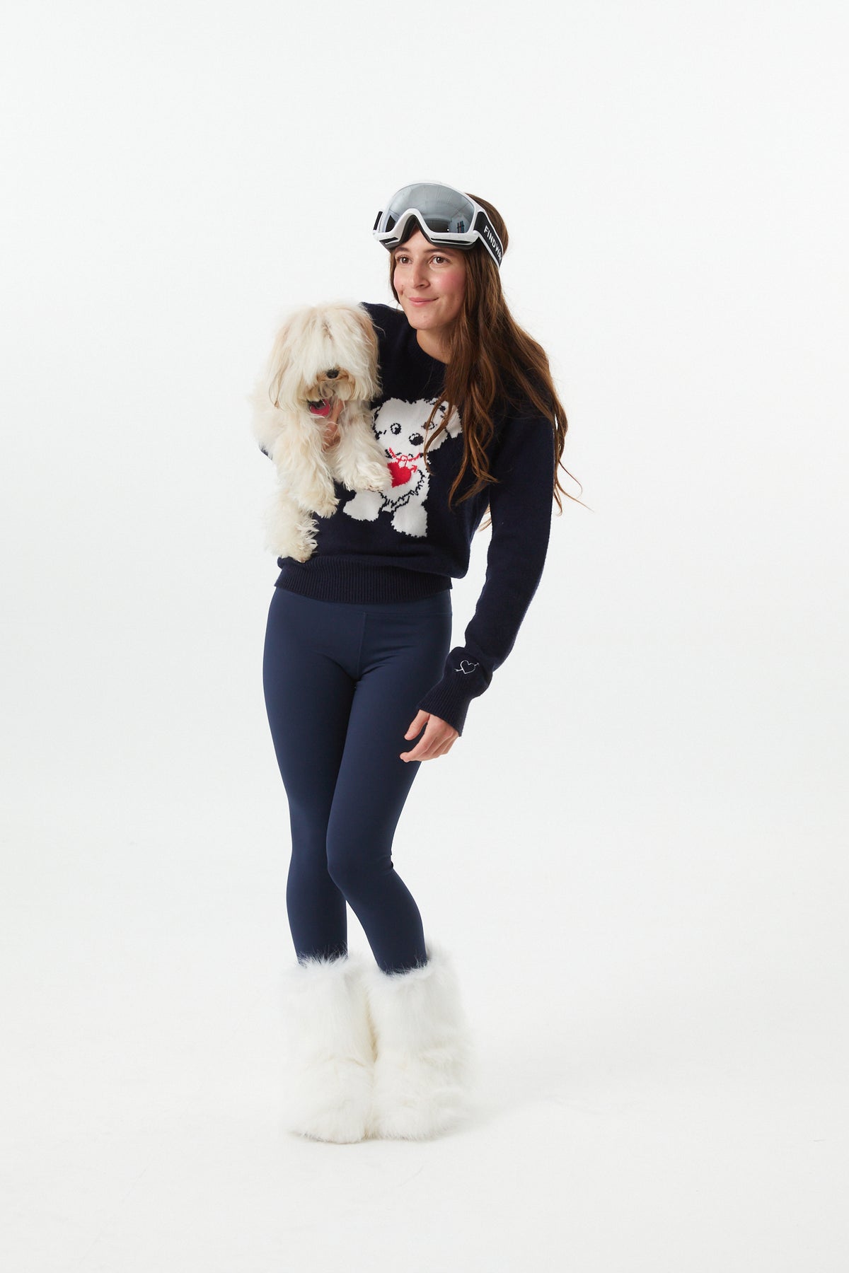 Tiegan Navy Puppy Graphic Graphic Sweater