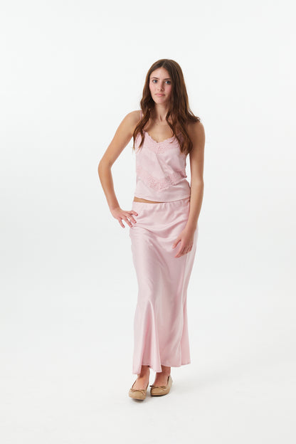 Joey Mauve Satin Maxi Skirt