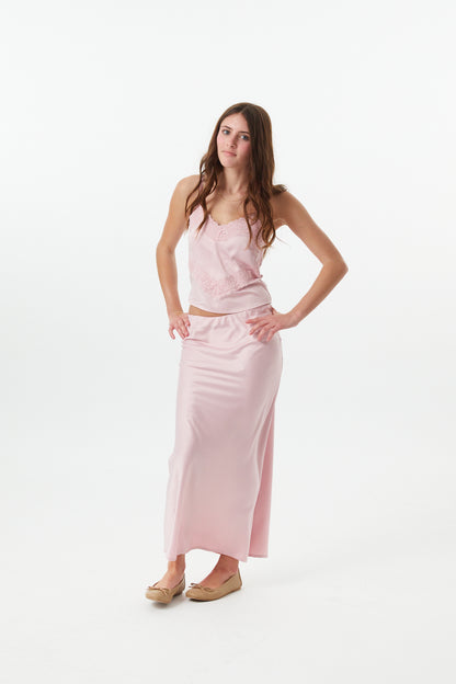 Margot Mauve With Mauve Lace Satin Tank With Lace Trim