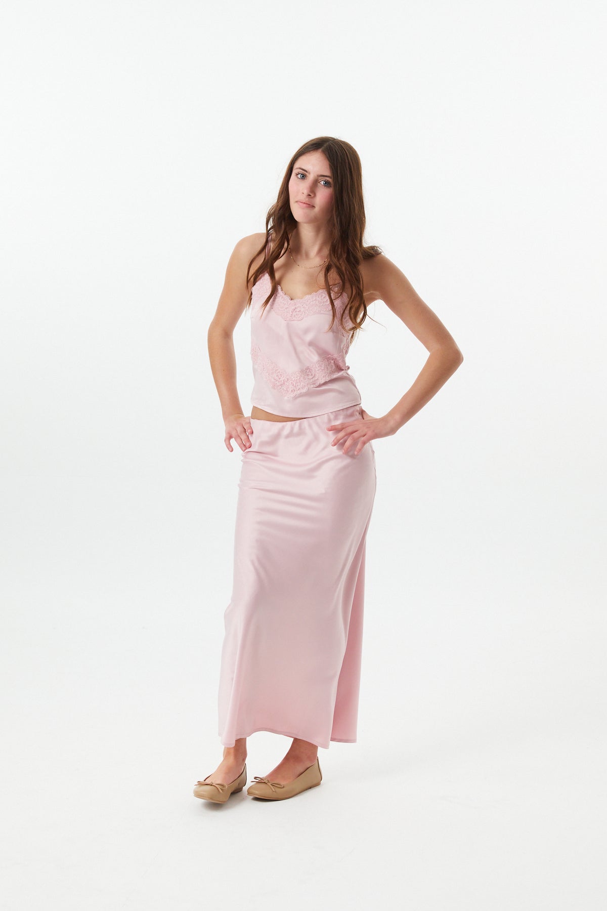 Joey Mauve Satin Maxi Skirt