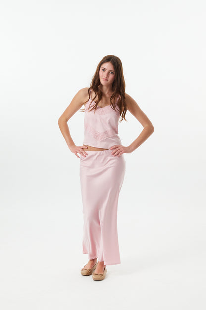 Margot Mauve With Mauve Lace Satin Tank With Lace Trim