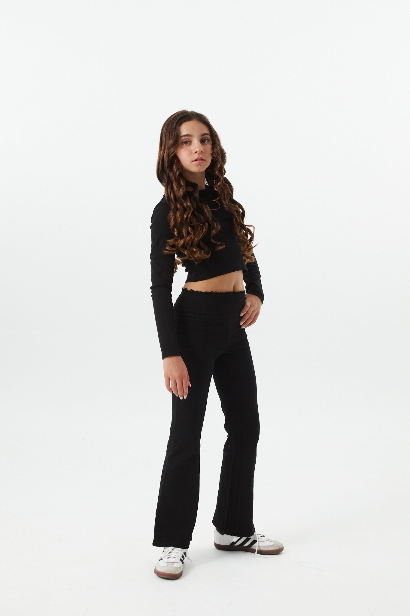 Lucy Black Long Sleeve Crop Top