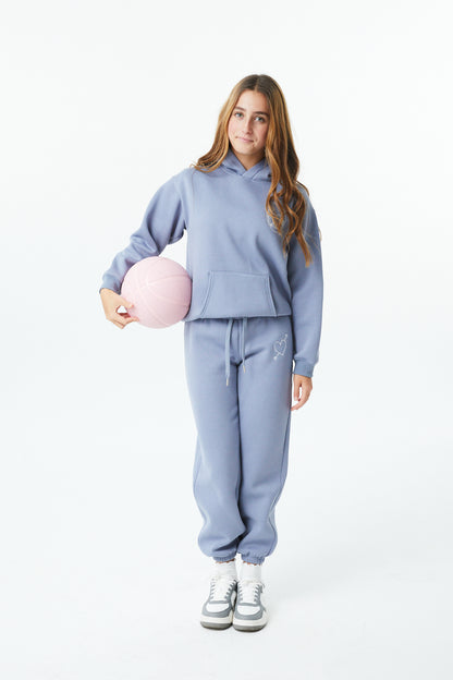 Lea Fall Blue Sky French Terry Oversized Hoodie - Lucky