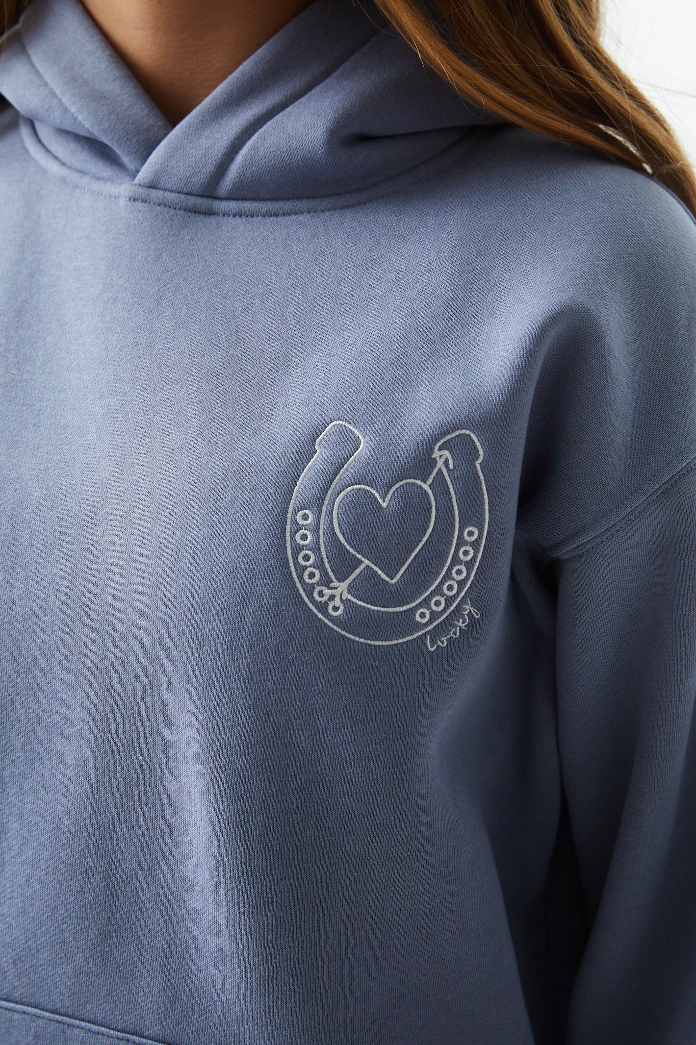Lea Fall Blue Sky French Terry Oversized Hoodie - Lucky