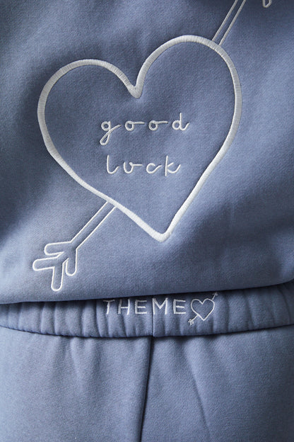 Lea Fall Blue Sky French Terry Oversized Hoodie - Lucky