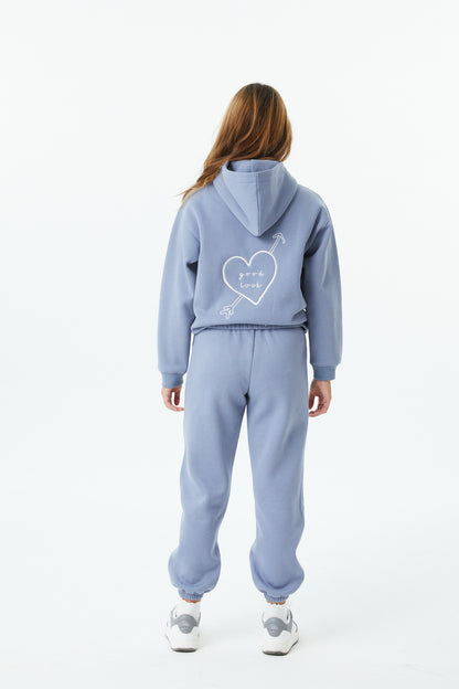 Lea Fall Blue Sky French Terry Oversized Hoodie - Lucky