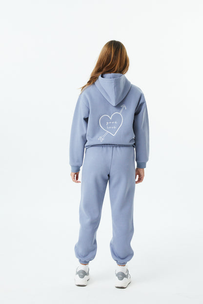 Lea Fall Blue Sky French Terry Oversized Hoodie - Lucky