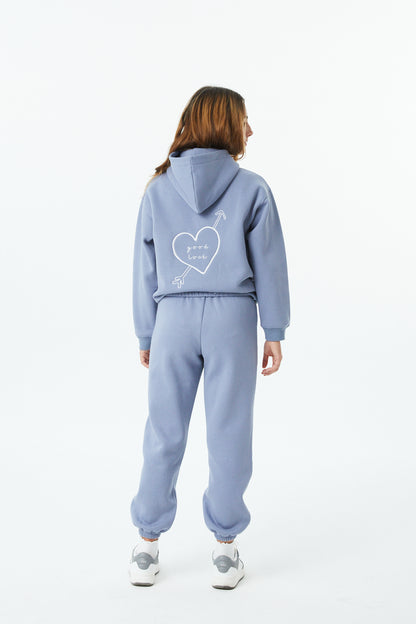 Lea Fall Blue Sky French Terry Oversized Hoodie - Lucky