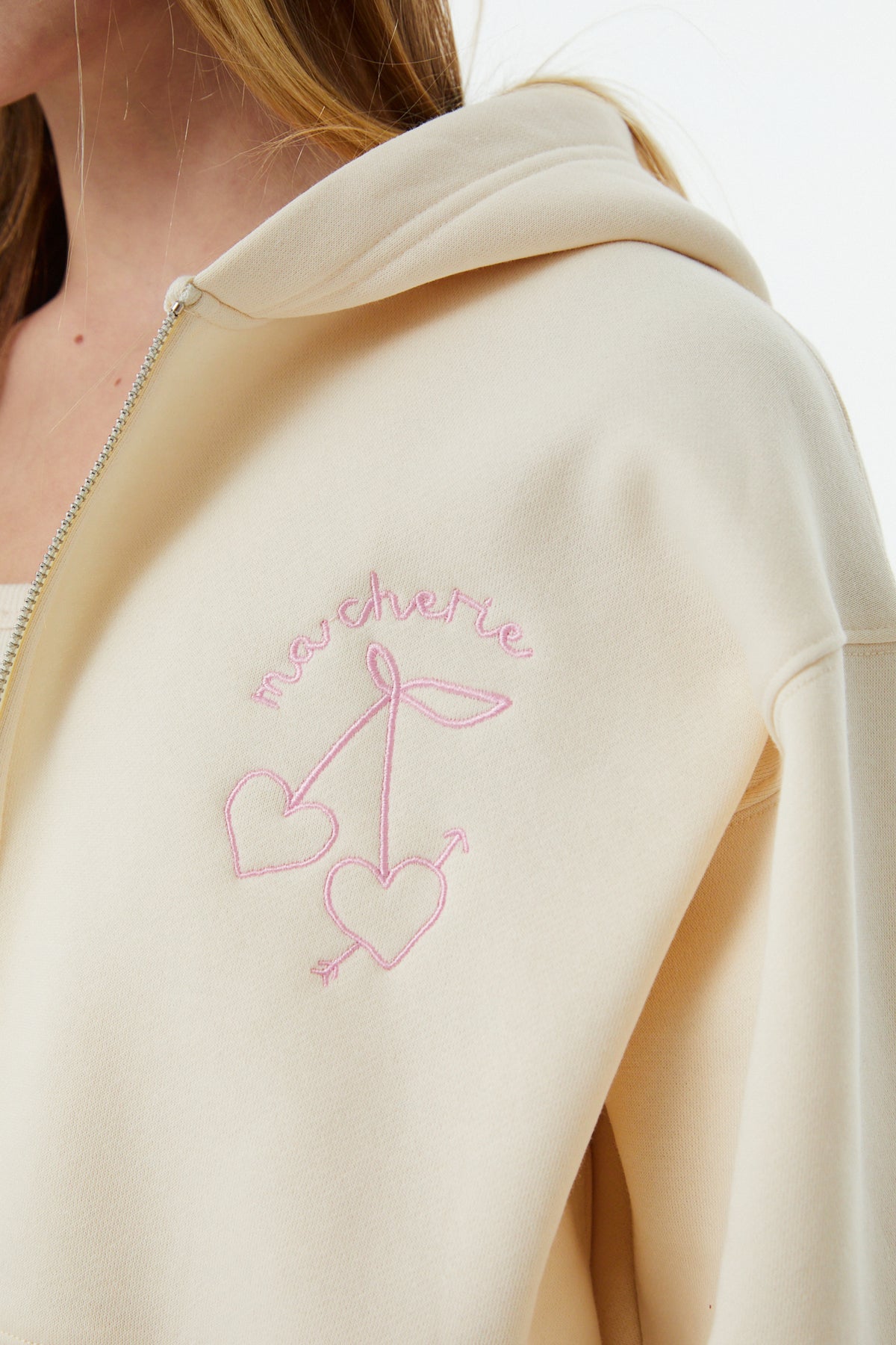 Mia Winter White French Terry Zip up Hoodie - Ma Cherie
