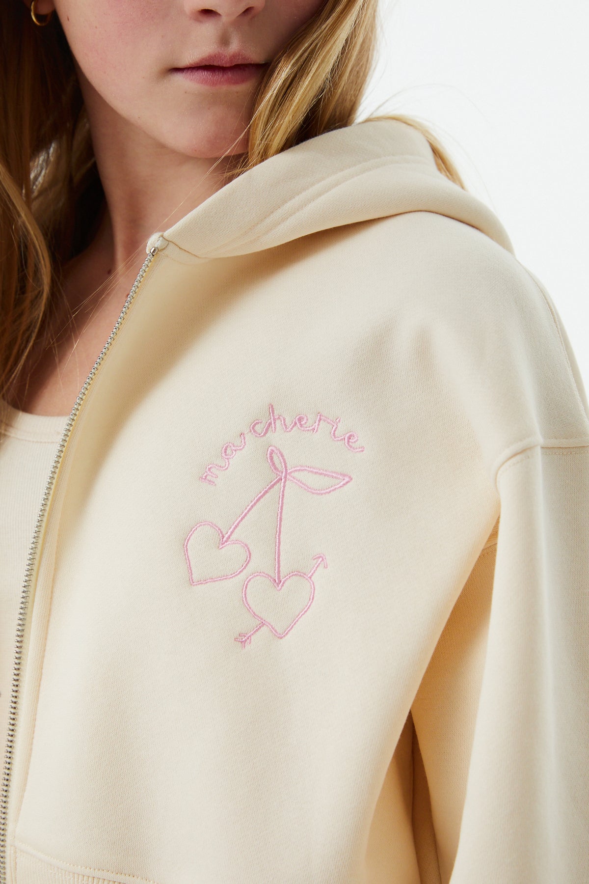 Mia Winter White French Terry Zip up Hoodie - Ma Cherie