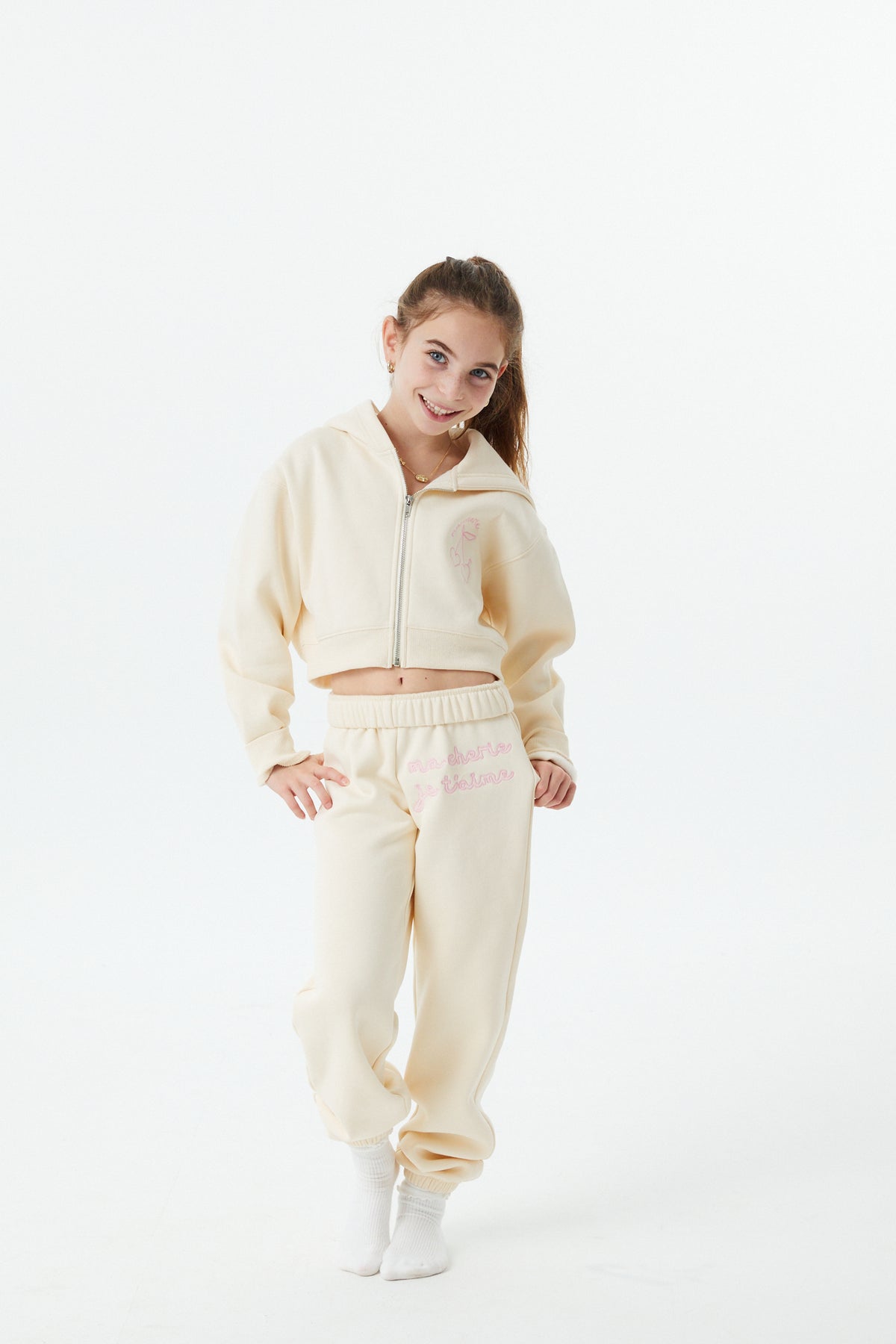 Mia Winter White French Terry Zip up Hoodie - Ma Cherie