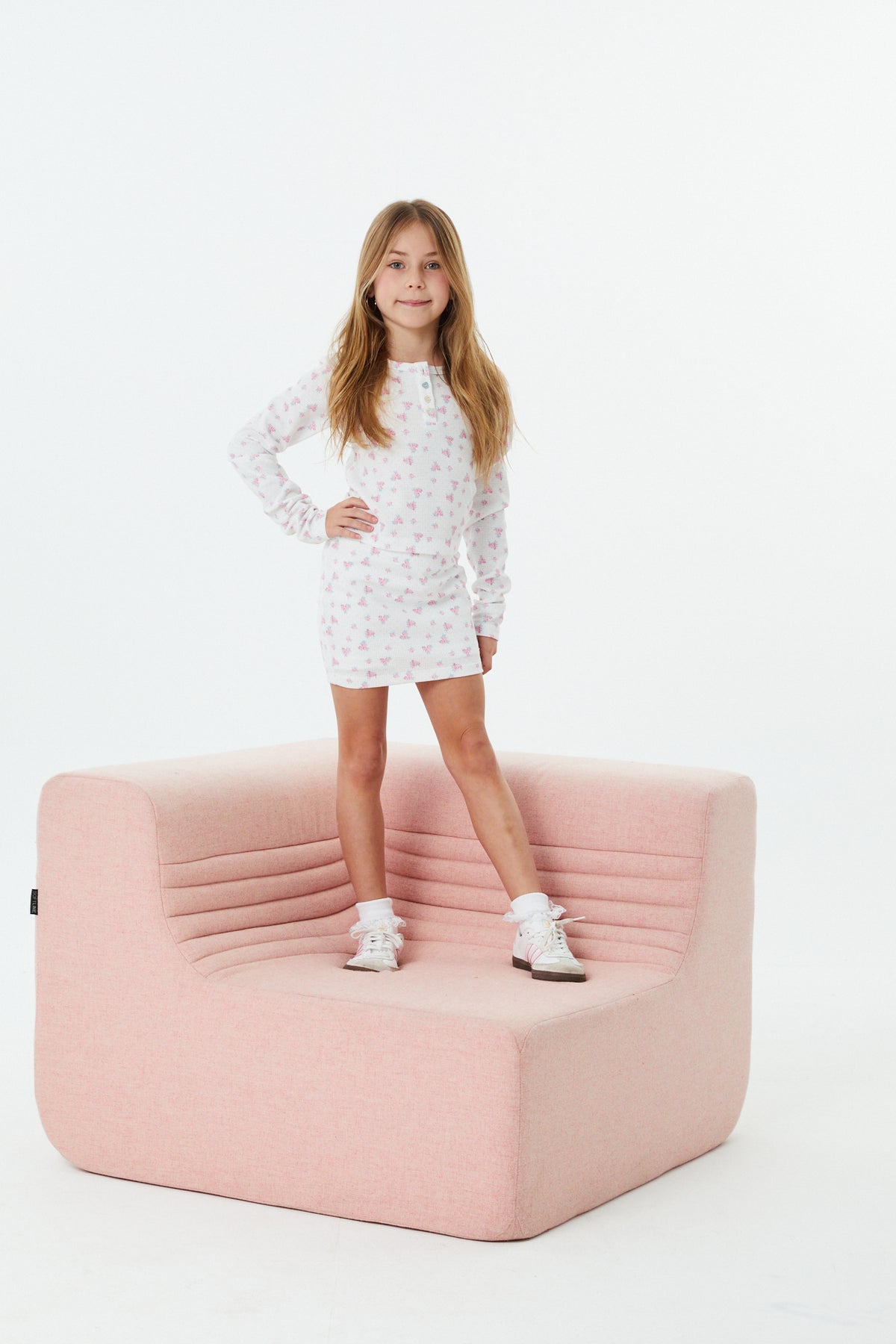 Savi White With Pink Thermal Henley