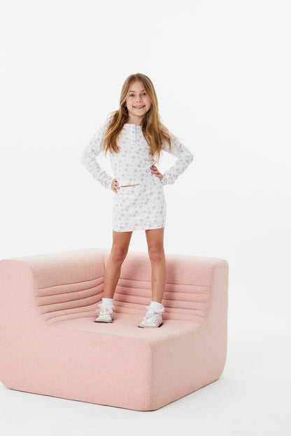 Savi White With Pink Thermal Henley