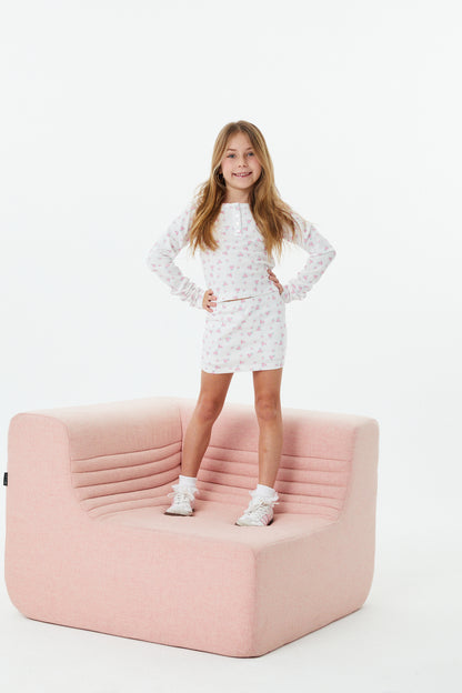 Savi White With Pink Thermal Henley
