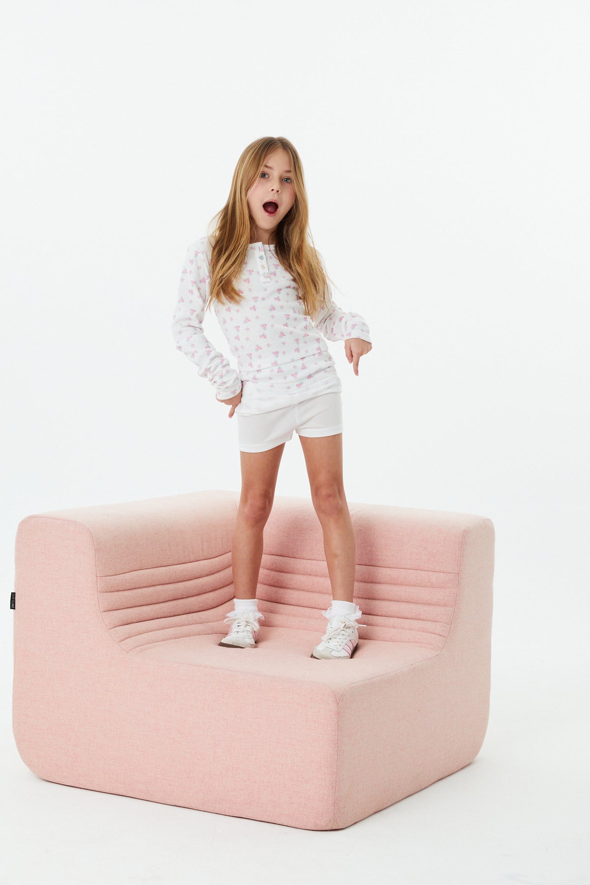 Savi White With Pink Thermal Henley