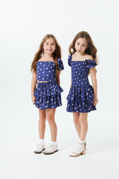 Willow Rose Bow Navy Satin Skort