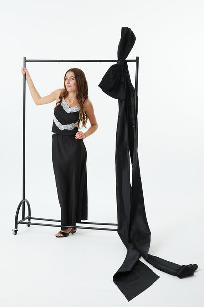 Joey Black Satin Maxi Skirt