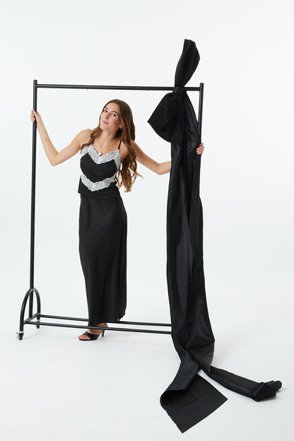 Joey Black Satin Maxi Skirt