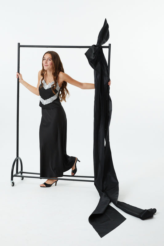 Joey Black Satin Maxi Skirt