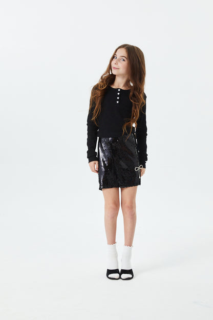 Savi Black Lightweight Ribbed Henley