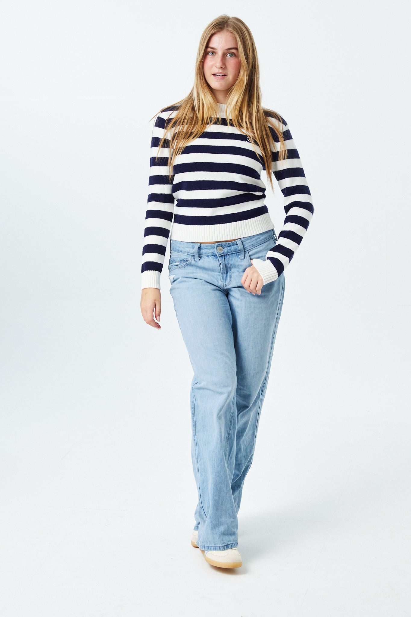Tiegan Navy & White Stripe Sweater