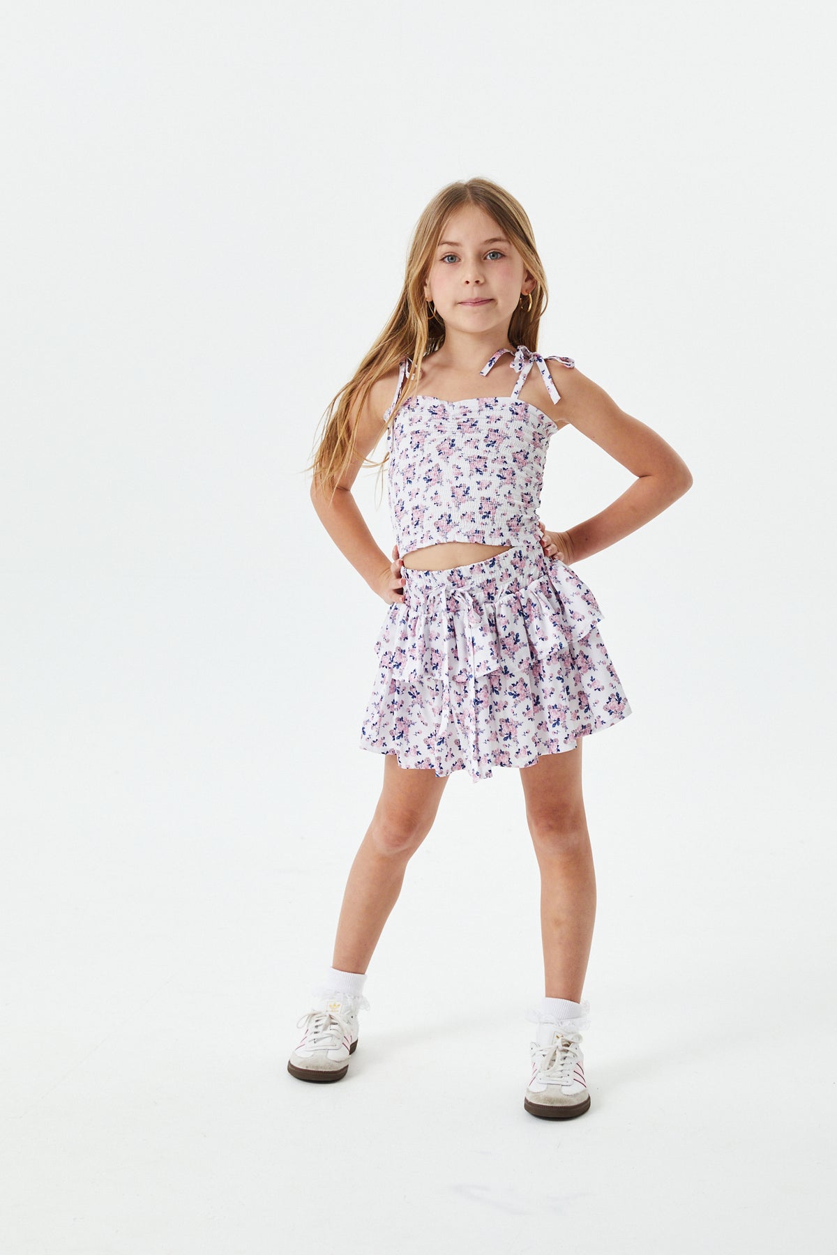 Georgia Romantic Rose Satin Smocked Top