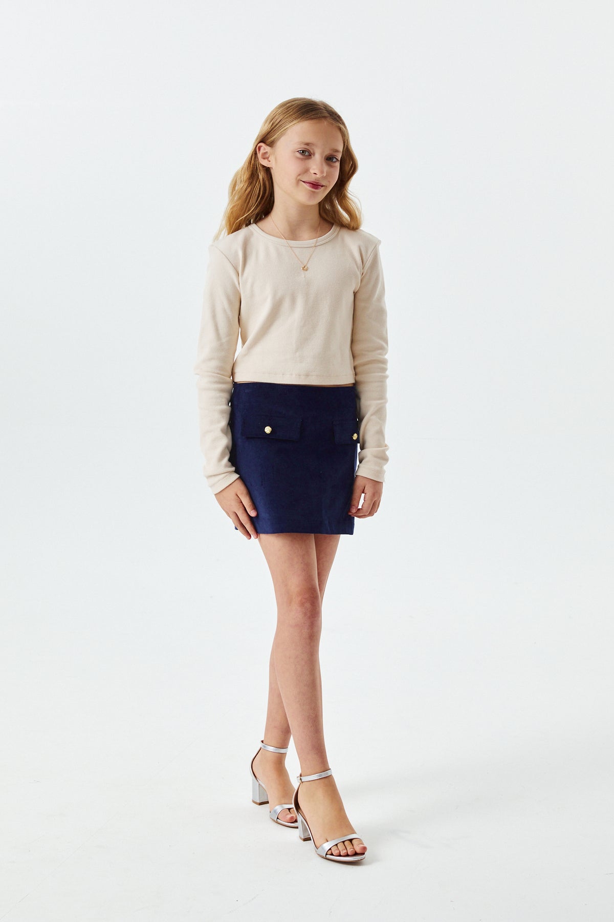 Sloane Champagne Ribbed Heart Long Sleeve