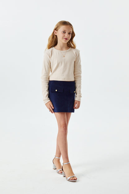 Sloane Champagne Ribbed Heart Long Sleeve