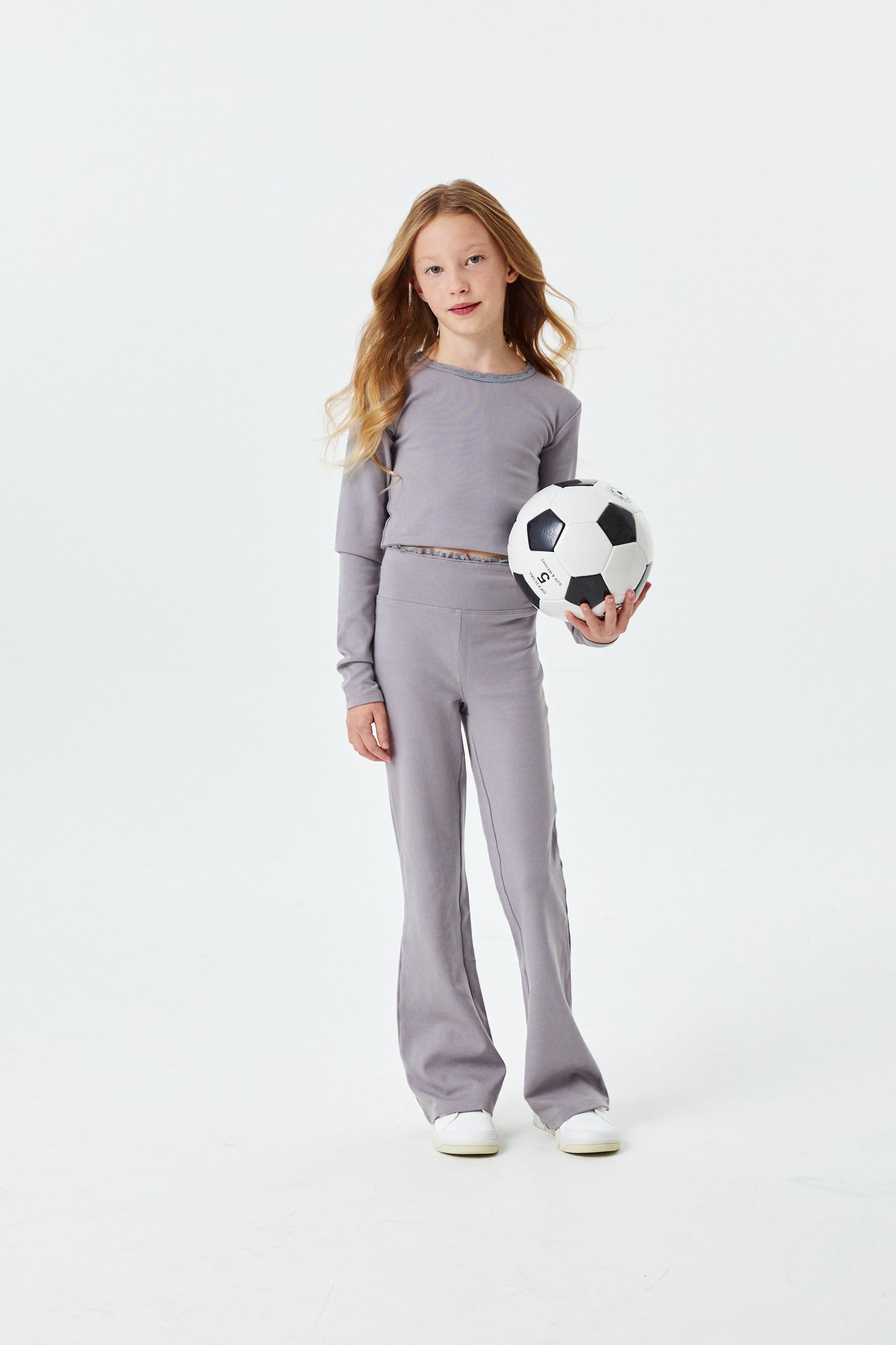 Lucy Grey Long Sleeve Crop Top