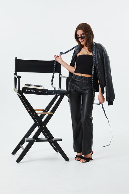 Joie Black Vegan Leather Straight Leg Pants