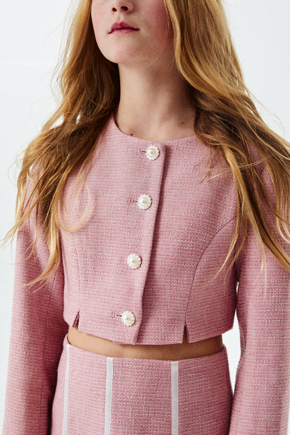 Leah Pink Tweed Two Piece Set