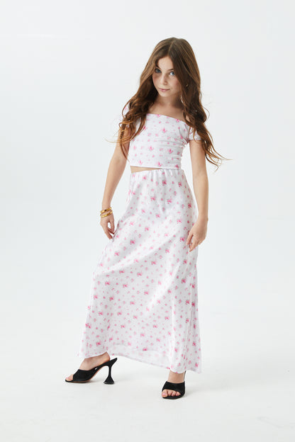 Joey English Rose - Resort Satin Maxi Skirt