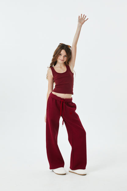 Cami Merlot French Terry Wide Leg Jogger - Ace