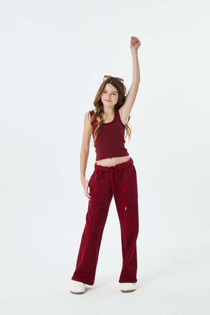 Cami Merlot French Terry Wide Leg Jogger - Ace