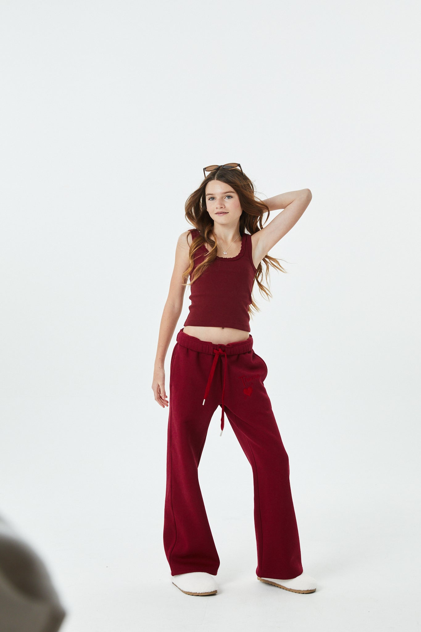 Cami Merlot French Terry Wide Leg Jogger - Ace