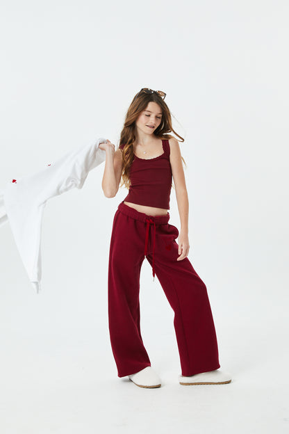 Cami Merlot French Terry Wide Leg Jogger - Ace