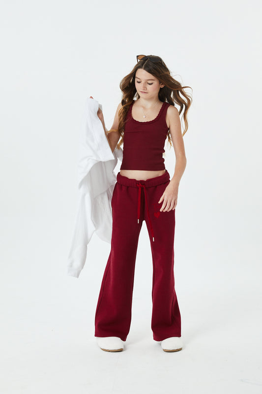 Stella Merlot Ribbed Lace Tank