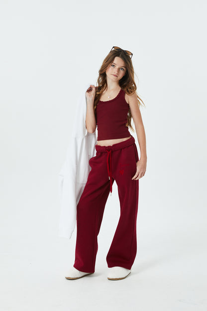 Stella Merlot Ribbed Lace Tank
