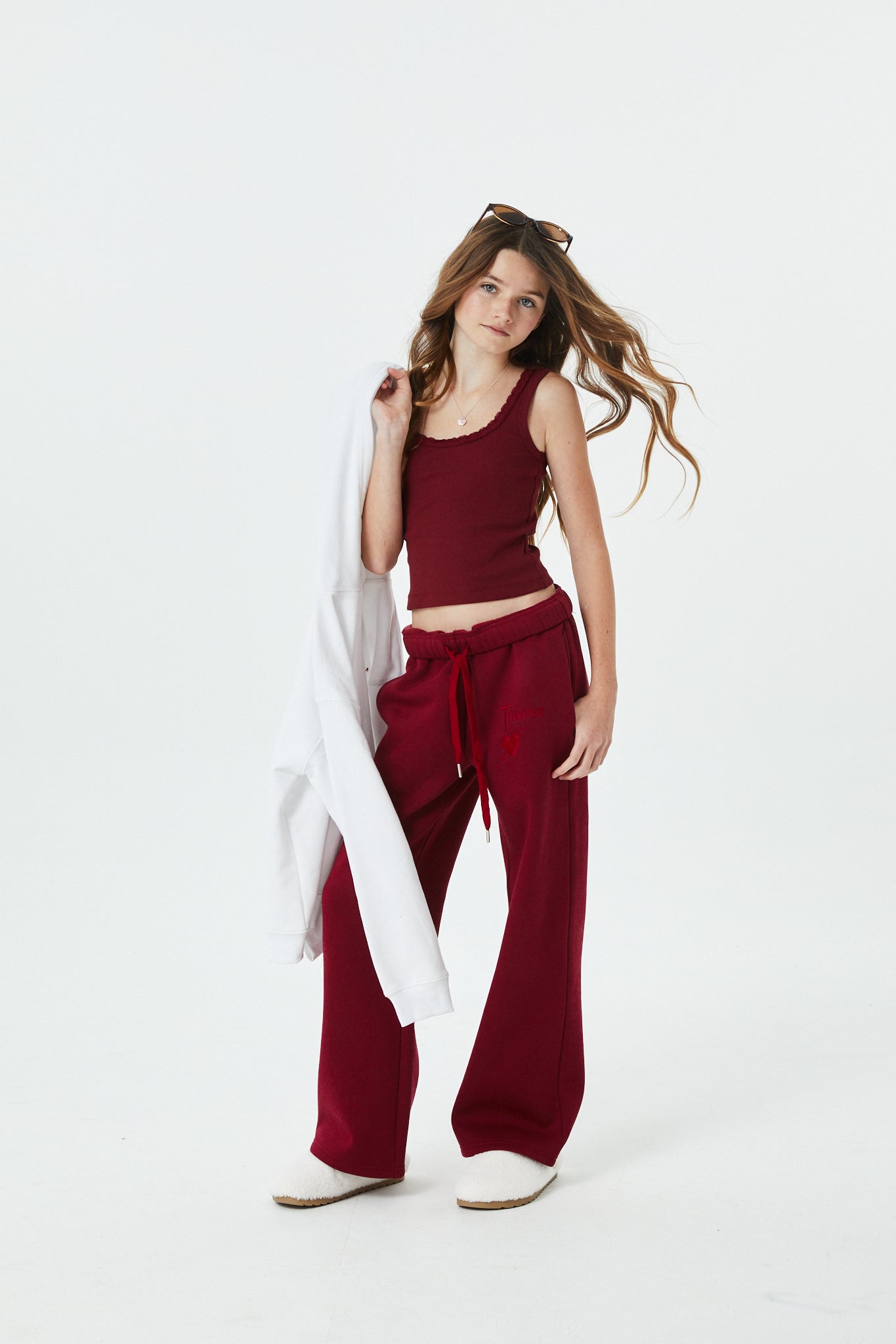 Cami Merlot French Terry Wide Leg Jogger - Ace