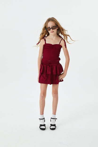 Willow Merlot Satin Skort