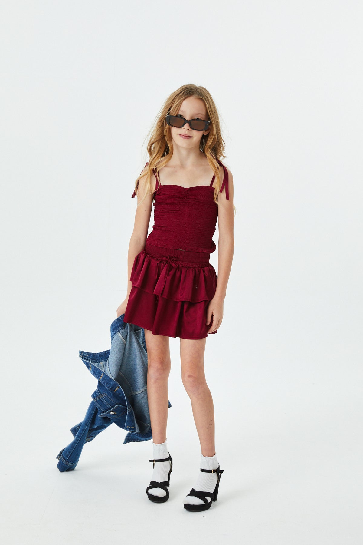 Willow Merlot Satin Skort