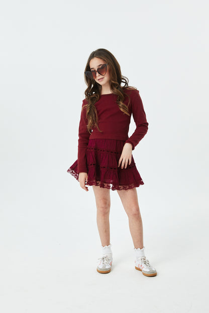 Bea Merlot Ribbed Long Sleeve