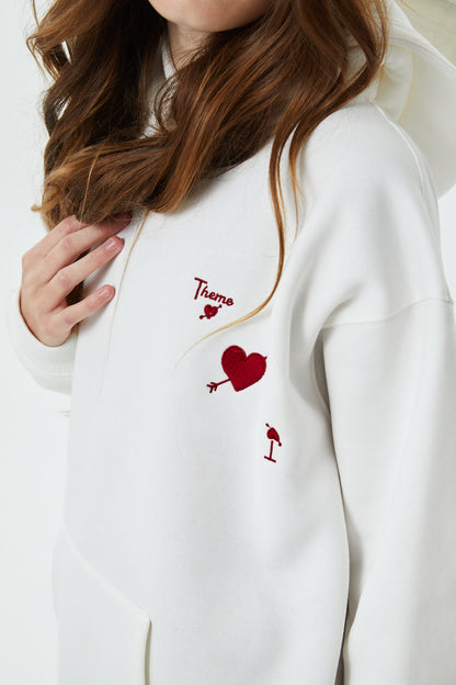 Lea White French Terry Oversized Hoodie - Ace