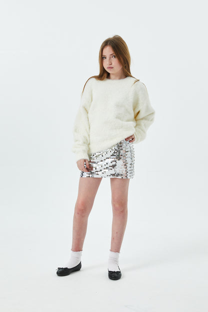 Kendall Silver Sequin Mini Skort