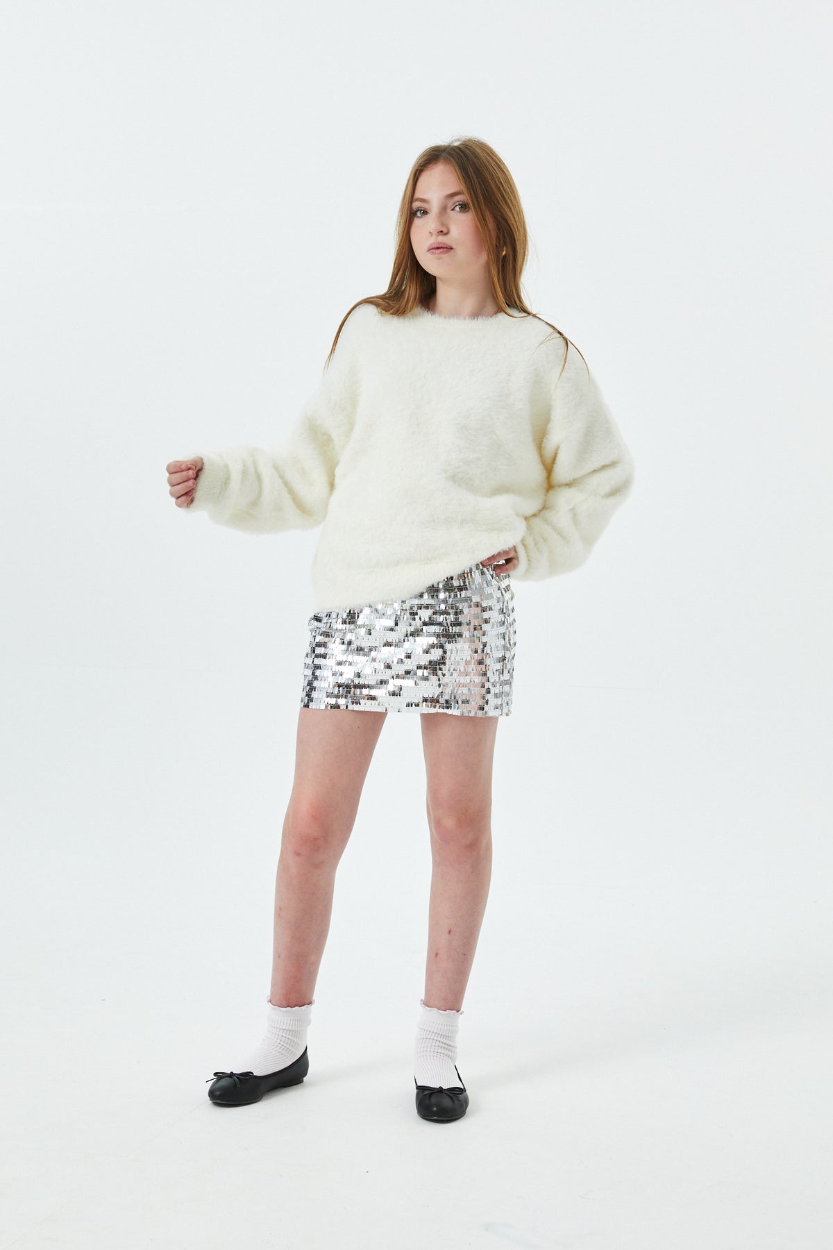 Kendall Silver Sequin Mini Skort