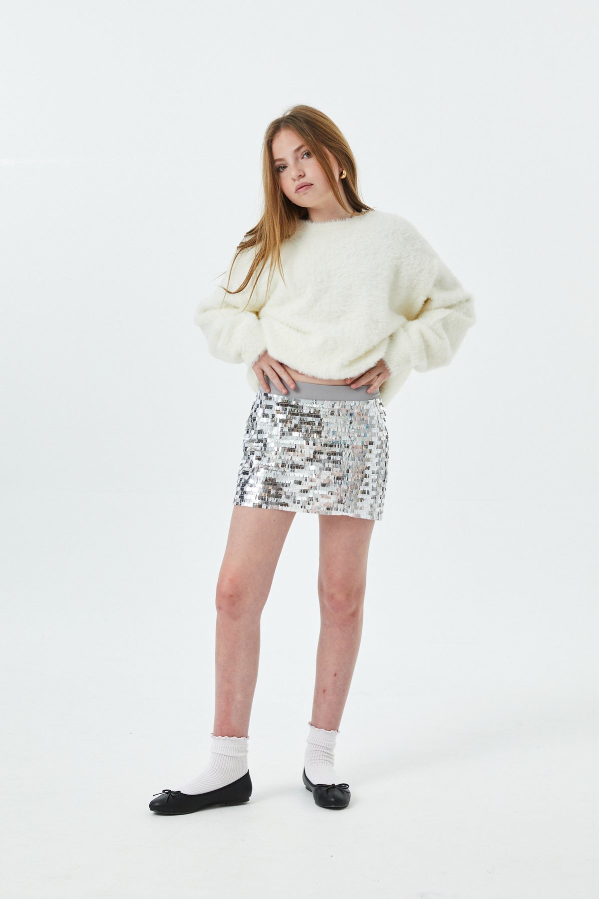 Kendall Silver Sequin Mini Skort